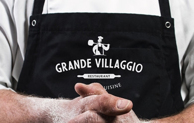 Grande Villaggio. Italian Restaurant. Logo Design, Print Materials